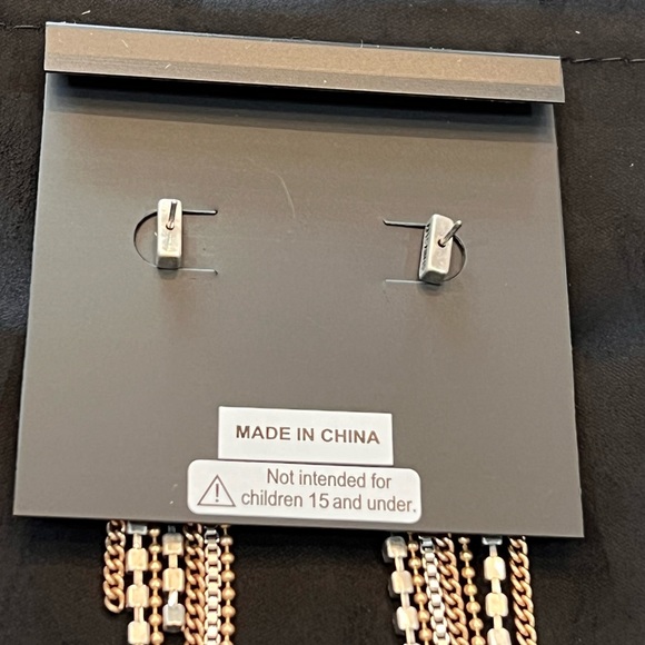 NWT, gorgeous ALLSAINTS Farrah Multi-Tonal Chain
Earrings in warm brass/silver - Picture 7 of 14